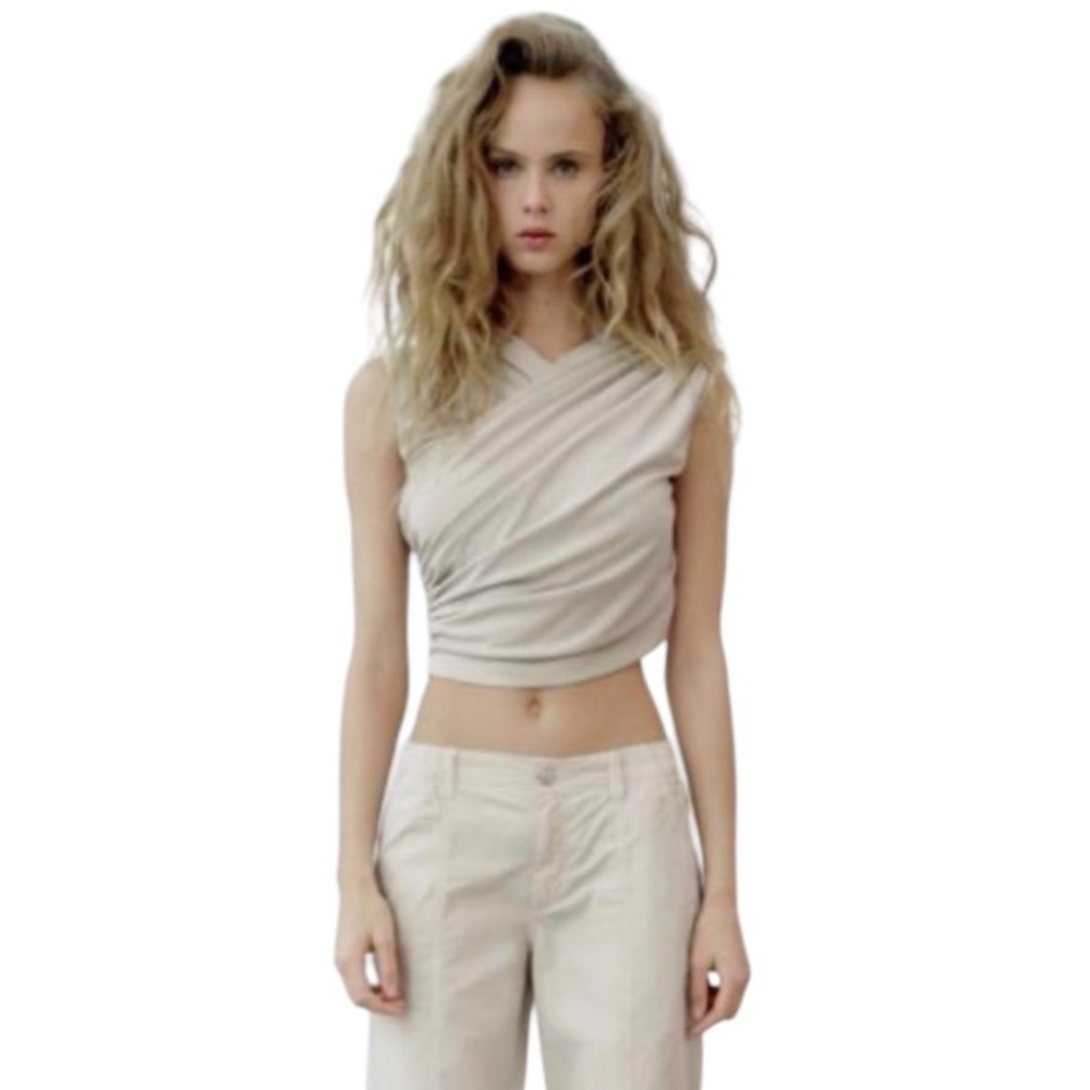 Zara Cream Draped Women's Top - Picture 4 of 9